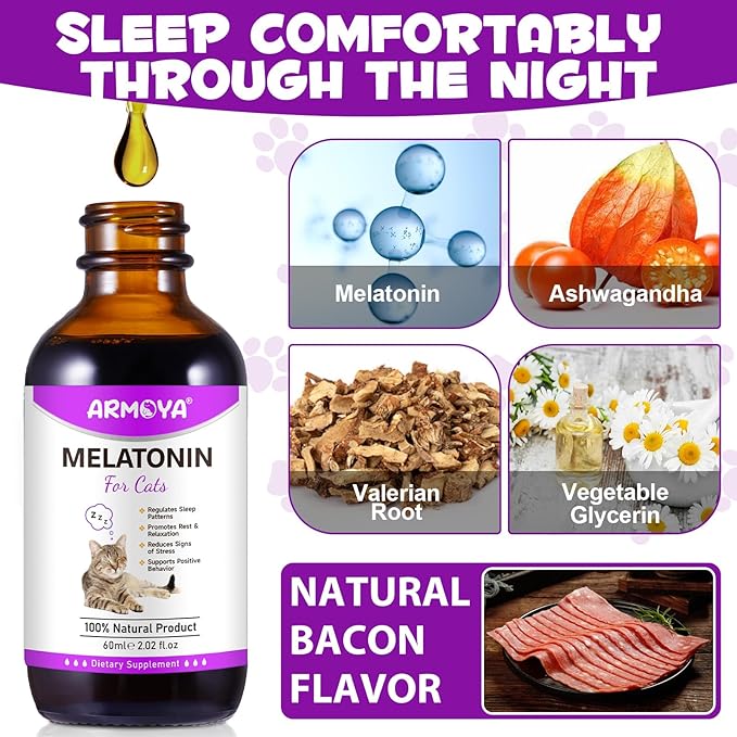 Melatonin for Cats - Cat Calming Treats- Cat Sedative for Grooming - Helps to Support Restful Sleep for Your Cat - Cat Sleep Aid - Anxiety Relief for Cats