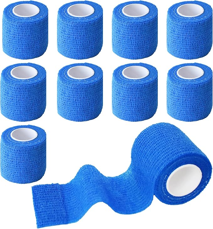 9 Pack 2" x 5 Yards Self Adhesive Bandage Wrap Self Stick Wrap for Ankle, Wrist, Finger, Sports, Breathable Cohesive Vet Tape for Pets (Dark Blue)