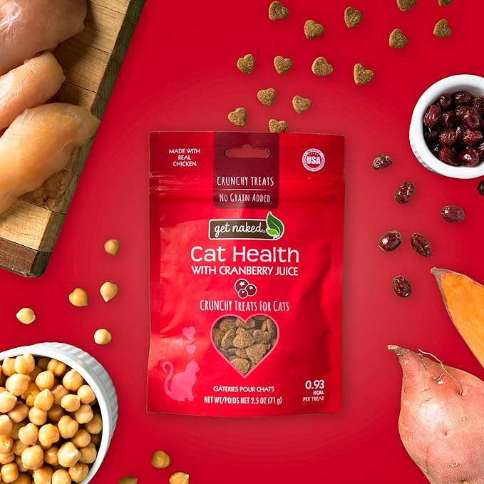 Get Naked Urinary Cat Health Treats with Cranberry & Real Chicken 6oz | Crunchy, Grain-Free, Natural Urinary Tract & Dental Care | Supports UT Support & Fresh Breath | Made in The USA