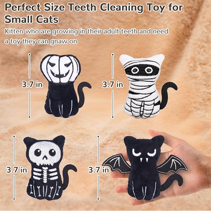 Retro Shaw 4Pcs Cat Toys, Horror Catnip Crinkly Sound Kitten Toys, Interactive Indoor Cat Chew Kitty Kicker Toy for All Breeds 3.7 Inches