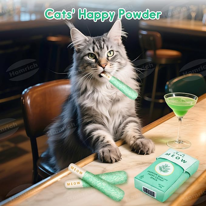 Homrich Catnip Toys for Cats, 3-Pack Funny Cat Toys Filled with 100% Pure Organic Catnip, Safe Kitten Teething Chew & Kicker Toys - Interactive Cat Toys for Bored Indoor Adult Cats