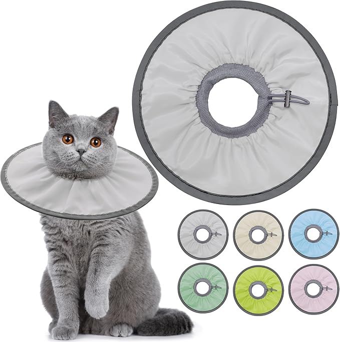 Lightweight Cat Cone Collar Soft, Soft Comfortable Cat Recovery Collar After Surgery, Elizabethan E Collar for Cats, Cone for Cats to Stop Licking (Gray, Medium)