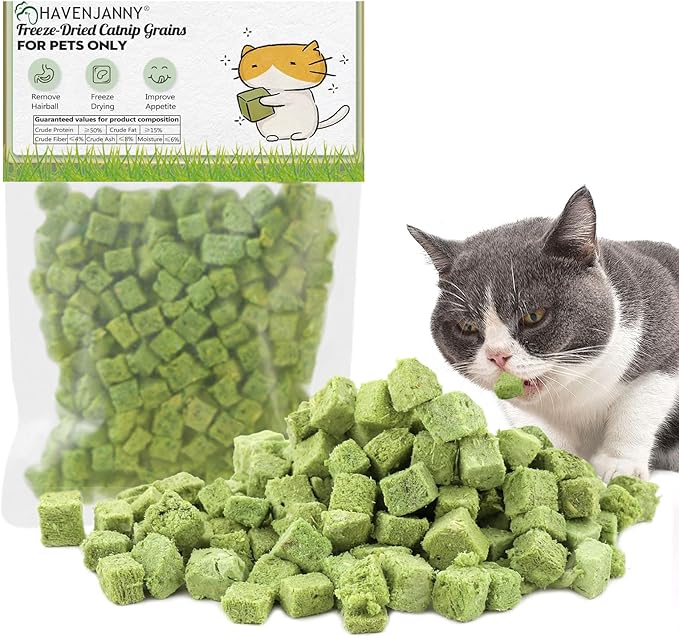 HavenJanny 120g Freezed Drying Cat Grass Treats for Cats, Cat Grass Teething Stick Snacks for Cats Hairball Removal and Teeth Cleaning