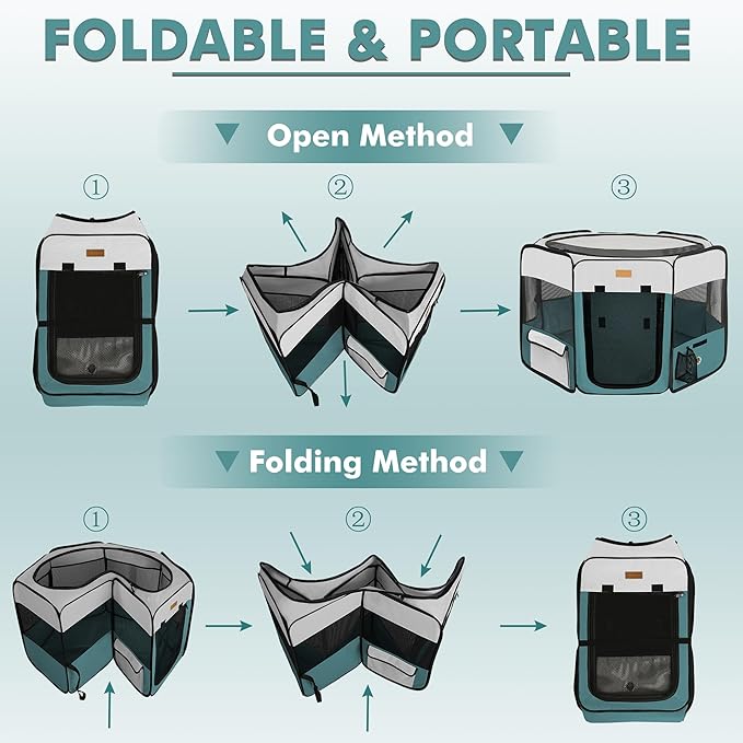 Dog Playpen, Portable Pet Play Pen for Cat, Puppies, Rabbits, Chickens, Foldable Large-Capacity Pet Tent for Indoor/Outdoor Travel Camping (Size XL Without Carry Bag)