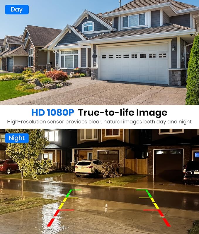 AUTO-VOX Solar Wireless Backup Camera with 5" 1080P Monitor: 5000mAh Battery 2 Mins DIY Installation & 2 Split Screen Back Up Camera, IP69K Waterproof Reverse Camera for Car, Van, SUV, Truck, Trailer