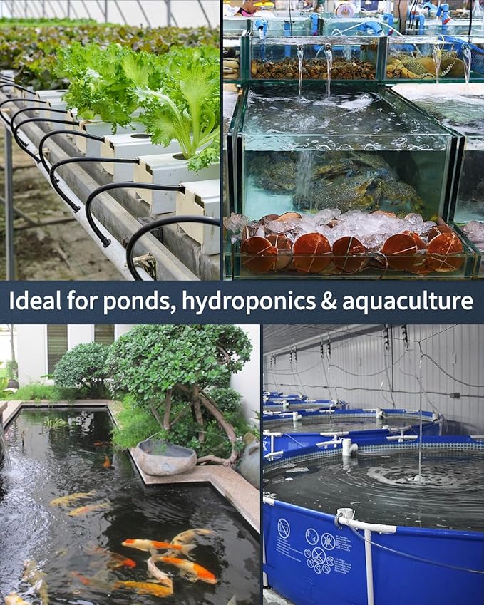 Pawfly Pond Air Pump Outdoor Oxygen Pump for Fish Koi Ponds 3000 to 10000 Gallons Adjustable Pond Garden Aerator Pump Kit with Airline Tubing Control Lever Valves Air Stones and Check Valves
