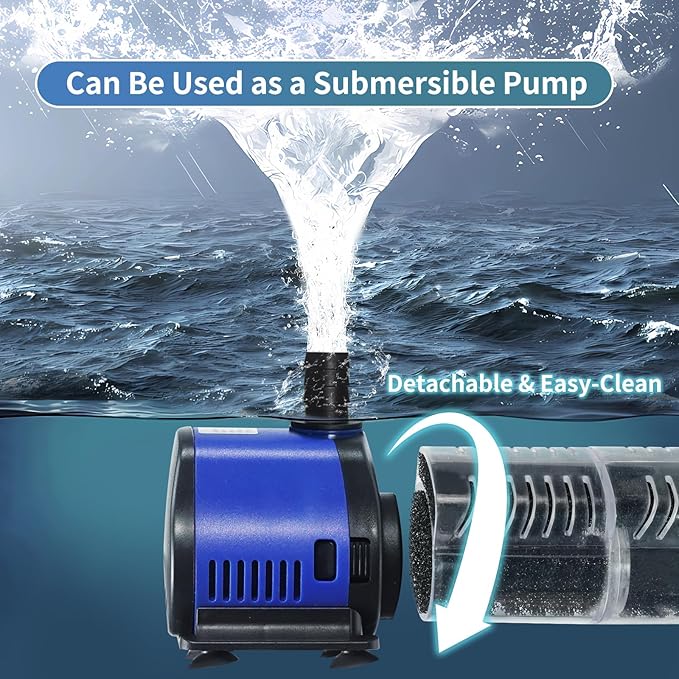 TARARIUM Aquarium Filter 400GPH for 55-75 Gallon Fish Tank, Biochemical Quiet Submersible Internal Powerful Pump Air Supply, Wave Maker 4 in 1, Small Ponds, Saltwater & Freshwater Crystal Clear