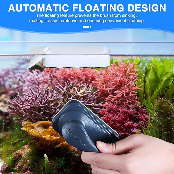 fishkeeper Aquarium Strong Magnetic Glass Cleaner Brush, Fish Tank Algae Magnet Cleaning Tool with 2 Detachable Scrapers, Mag Float Scrubber for 0.25-0.625Inch Glass and Acrylic Tanks