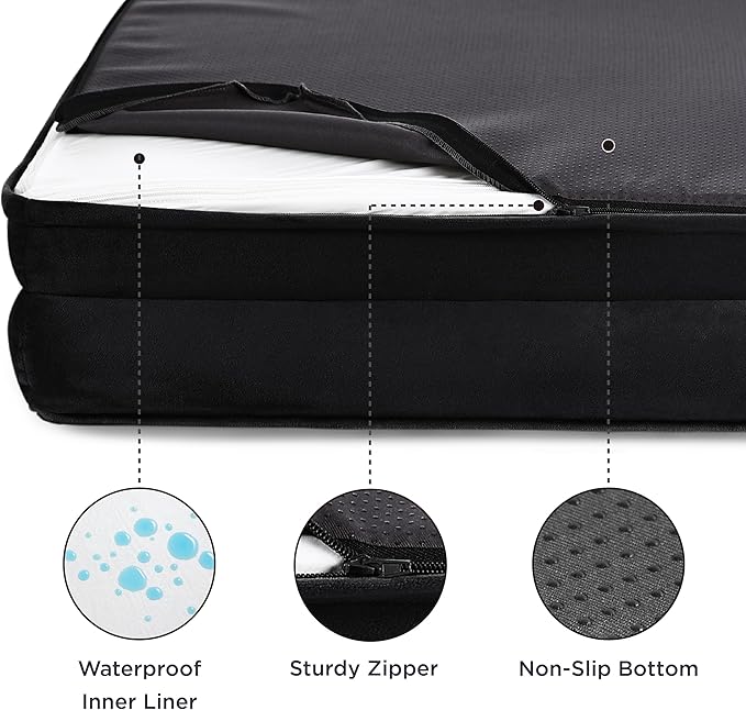 Bedsure XXL Orthopedic Dog Bed for Extra Large Dogs - Washable Giant Dog Cat Bed Waterproof, Comfort Dogs Couch Sofa with Washable Removable Cover, Pet Bed with Nonskid Bottom, Black, 52"