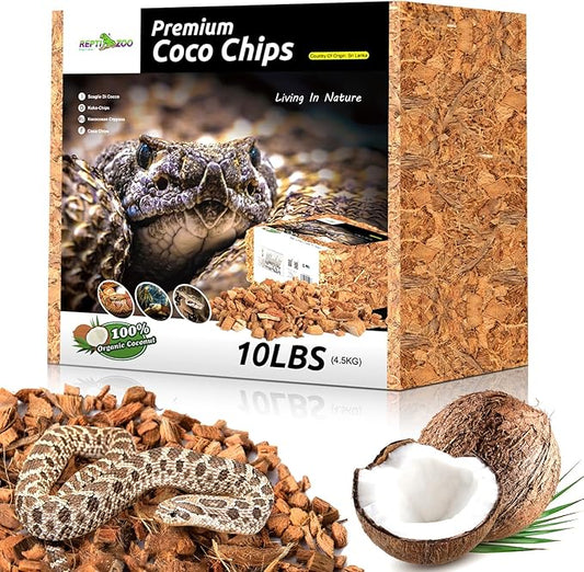 REPTI ZOO 72 Quart Reptiles Coconut Chip Substrate, Coco Husk Reptiles Bedding for Ball Python, Snakes, Geckos, Lizards, Tortoises, Frogs | Terrarium Tanks Substrate