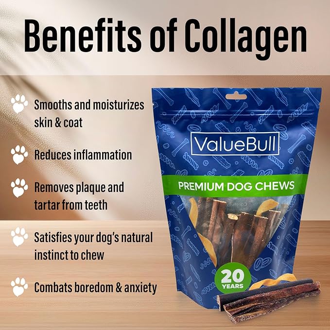 ValueBull Collagen Sticks for Dogs, Varied Shape & Size Chews, Natural Long-Lasting Dog Treats, 5 Pound Bulk Pack - Supports Joints, Skin & Coat with Chondroitin & Glucosamine