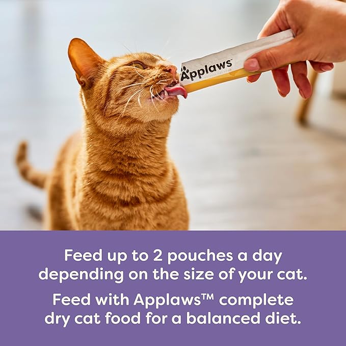 Applaws Lickable Cat Treats, Natural Grain-Free Purée, Limited Ingredient Variety Pack with Chicken, Tuna & Salmon Squeeze Up Treats (50 x 0.5oz Sachet Tub)