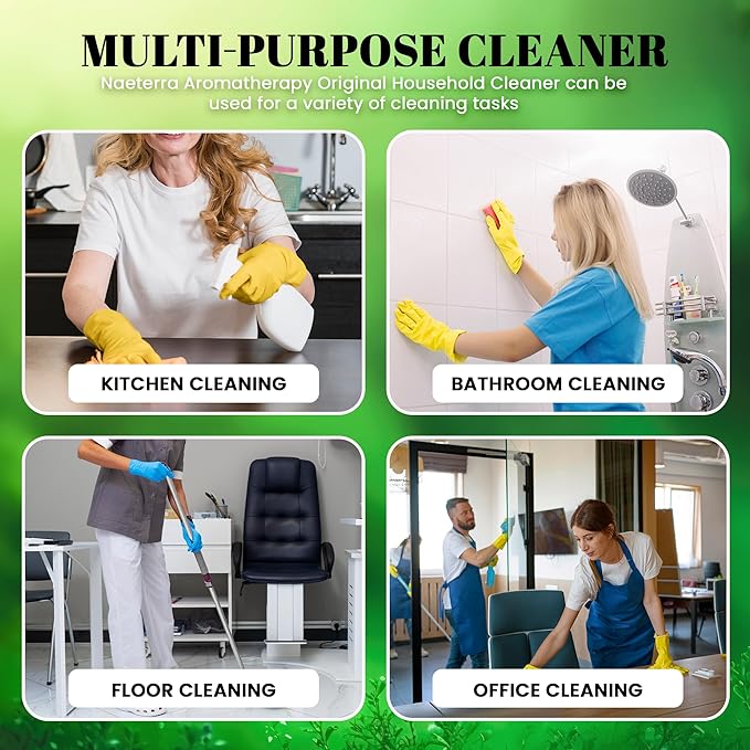 Naeterra Aromatherapy Cleaning Concentrate, 32 oz Natural Multi-Surface Cleaner, Plant-Based and Biodegradable, Makes 12 Gallons, Cleaning Essential Oil Formula, Safe for Families and Pets