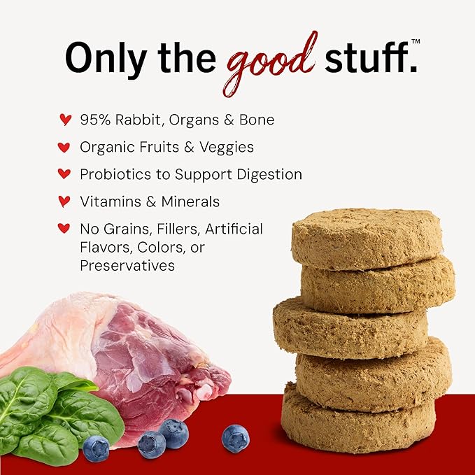 Stella & Chewy's Freeze-Dried Raw Dinner Patties - Absolutely Rabbit Recipe - High Protein Grain-Free Puppy & Dog Food - Perfect For Picky Eaters - 14 oz