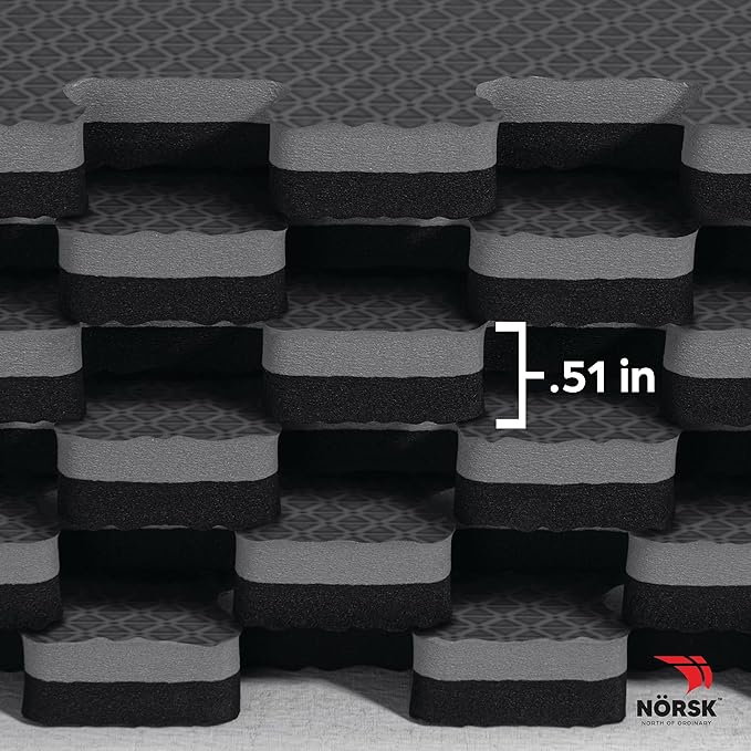 Norsk Dual-Sided Reversible 1/2" Foam Exercise Mats for Home Gym - Interlocking EVA Foam Tiles