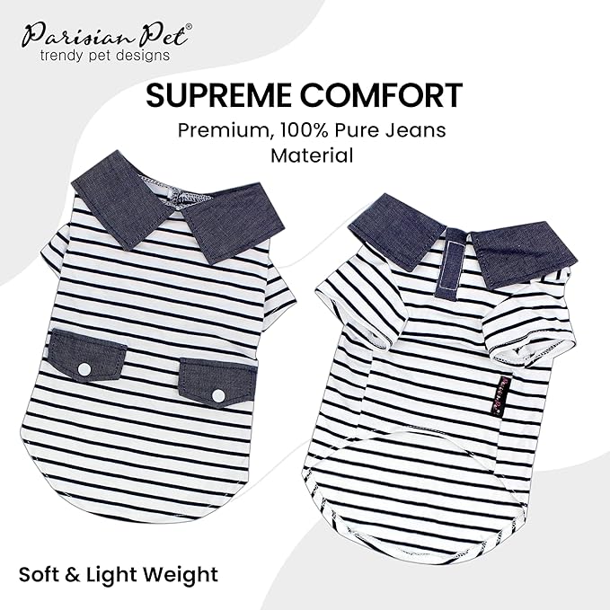 Parisian Pet Preppy Boy Polo Dog Shirt – Puppy Outfits – 100% Cotton Doggie Clothes – Cute Machine Washable Puppy Apparel - Dog Shirts for Large Dogs XL