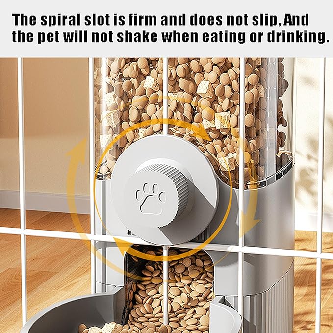 GKYZBB Hanging Automatic Food Water Dispenser,Rabbit Feeder Guinea Pig Water Bottle Food Feeder for Ferret Guinea Pig Rabbit Bunny Cage Accessories (Grey, 520ml+1200ml)