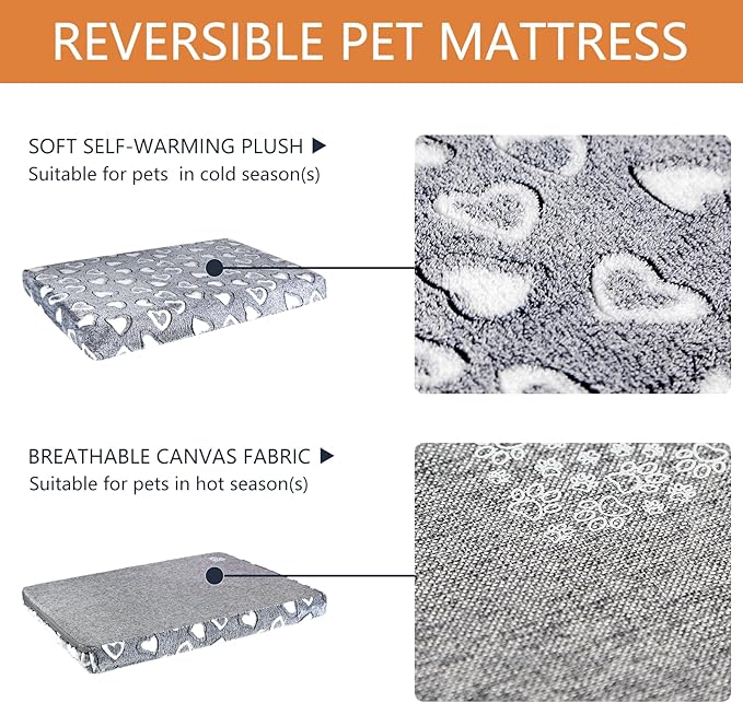 VANKEAN Dog Crate Mat - Reversible Cool & Warm Stylish Bed, Waterproof & Machine Washable, Supports Small to XXL Dogs, Grey