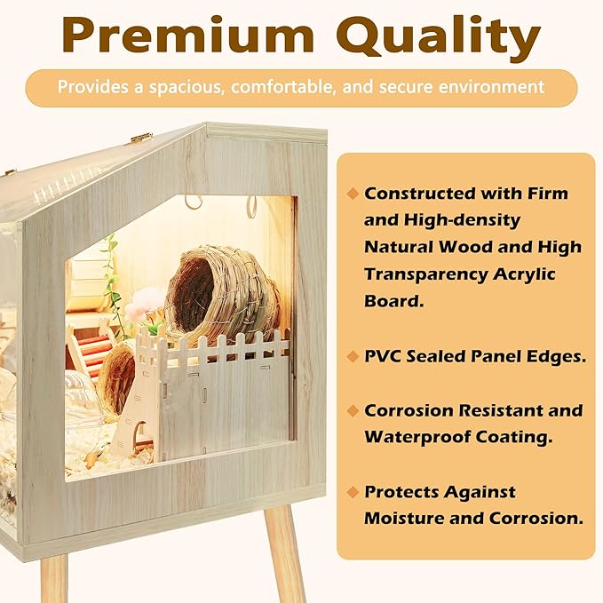 Prolee Hamster Cage with Legs, Guinea Pig Cages Chew Proof, Hamster House, Hamster Cages and Habitats, 40" L x 20" W x 47.6" H
