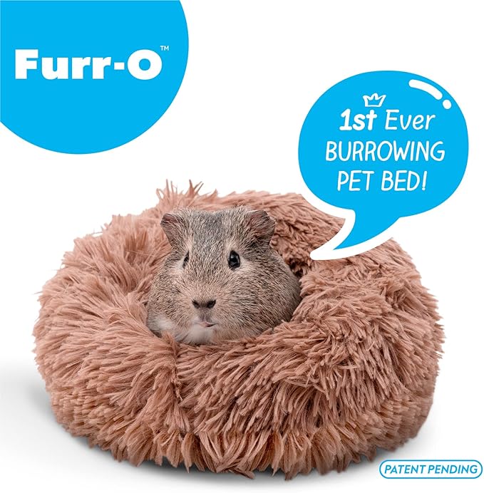 Paw Inspired Furr-O Burrowing Pet Bed with Zip-On Spandex and Fleece Bottoms for Guinea Pigs and Other Small Animals, Cozy Carrier, Hideout Enrichment Toy, Cage Accessories (Beige)