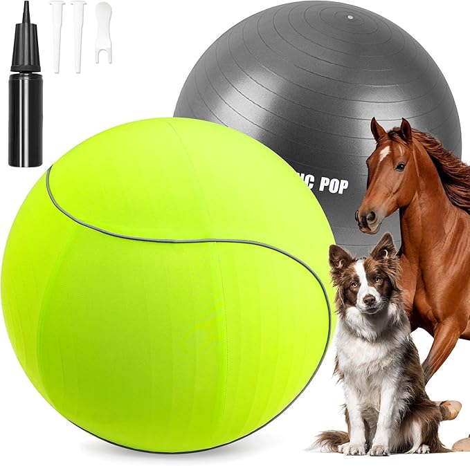 Herding Ball for Dogs & Horses - 25" with Cover Large Green Ball with Pump