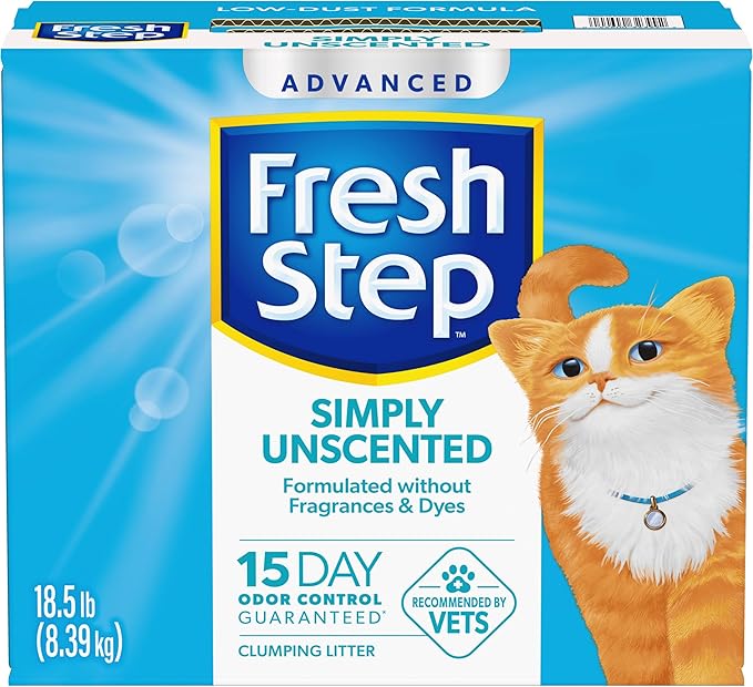 Fresh Step Advanced Simply Unscented Clumping Litter, Fresh Step Unscented Cat Litter Fights Odor on Contact, 18.5 lb. Box