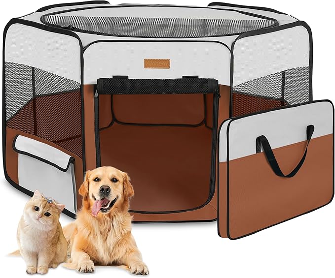 Dog Playpen, Portable Pet Play Pen for Cat, Puppies, Rabbits, Chickens, Foldable Large-Capacity Pet Tent for Indoor/Outdoor Travel Camping (Size XL Without Carry Bag)