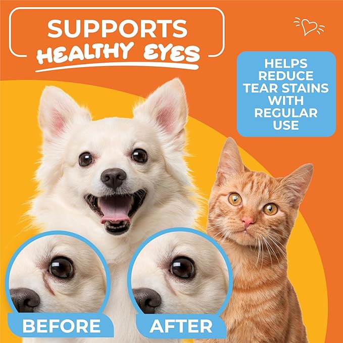 Dog Eye Wipes - Hypoallergenic Eye & Face Wipes for Dogs, Cats, and Puppy - Pet Tear Stain Remover and Cleaner - Gently Cleans and Removes Discharge, Crust, and Gunk - Coconut