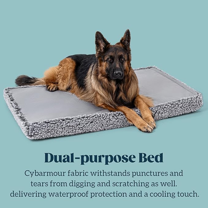 Stoutwool 4" Indestructible Dog Bed - Orthopedic Chew Proof Dog Crate Pad - Fluffy Kennel Mat for Aggressive Chewers - Ideal for Medium Breeds & Fits 30-Inch Crate - 29"x18", Charcoal