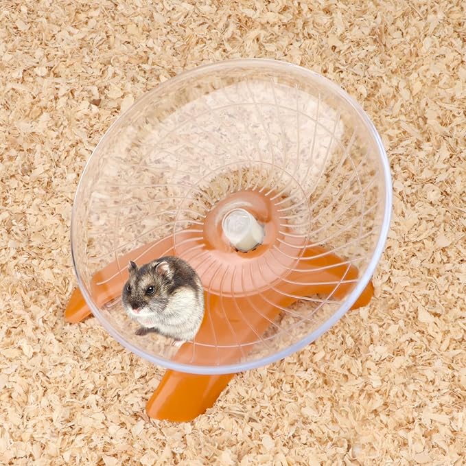 Hamster Wheel Silent Hamster Exercise Wheel Running Spinner Hamster Flying Saucer for Hamsters Gerbils Mice and Other Small Pets (Orange)