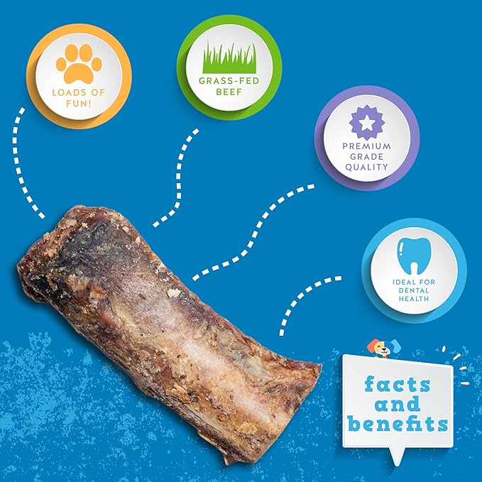 Jack&Pup Rib Bones for Dogs, All Natural Beef Bones for Dogs, Single Ingredient Bone Marrow, Dog Rib Bone Bites (24 Oz Bag)