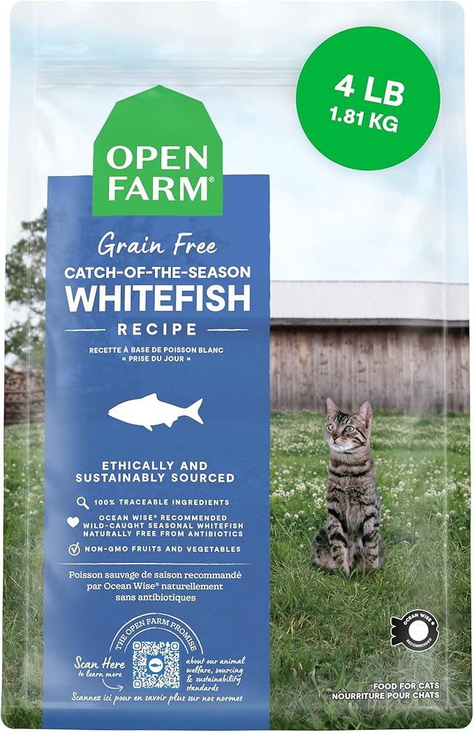 Open Farm Catch-Of-The-Season Whitefish Recipe Organic Sustainable Cat Food Net 4 LB