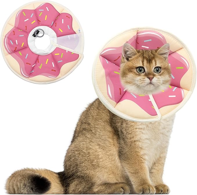 Soft Adjustable Cat Cone Collar, Comfortable Recovery Collar for Cats After Surgery (Pink, Medium)