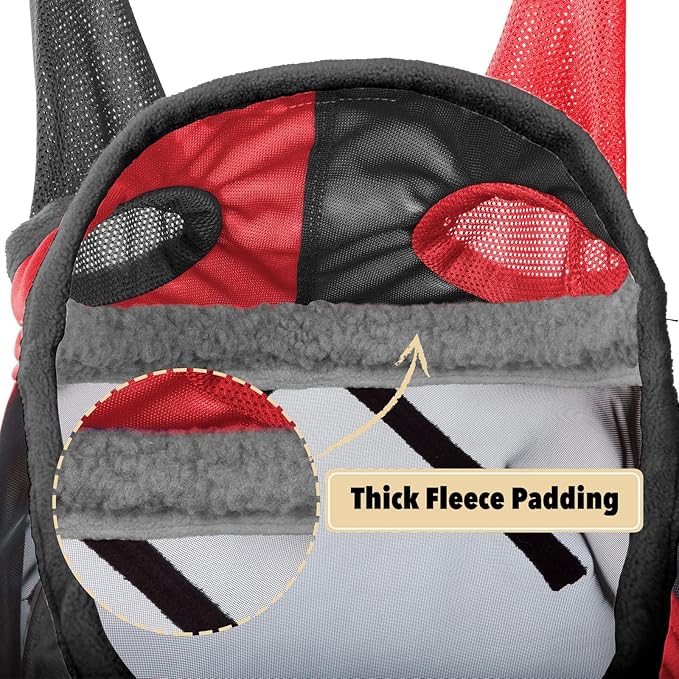 Harrison Howard Pro Luminous Horse Fly Mask Standard with Ears UV Protection for Horse Scarlet Red/Black Large Full Size