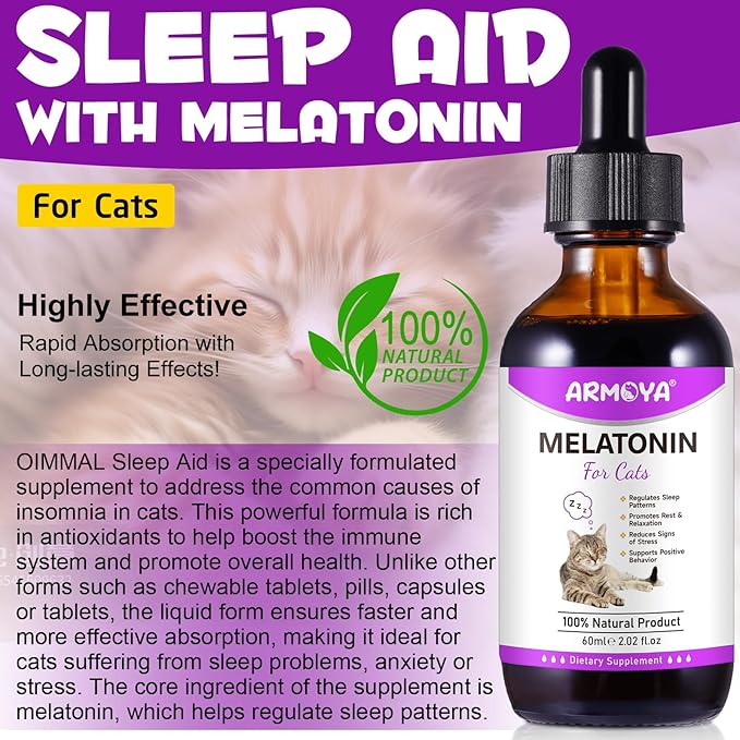 Melatonin for Cats - Cat Calming Treats- Cat Sedative for Grooming - Helps to Support Restful Sleep for Your Cat - Cat Sleep Aid - Anxiety Relief for Cats
