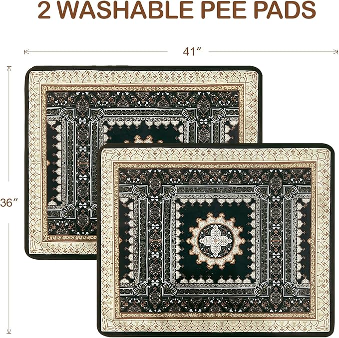 Qeils Washable Pee Pads for Dogs, 2 Pack Reusable Puppy Pads 36"x41" Super Absorbent Leakproof Dog Training Pads, Non-Slip Potty Pads for Crate, Floor, Couch, Whelping Pads Litter Mat Puppy Supplies