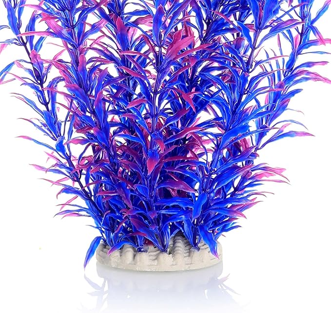 JIHAQUA Aquarium Decor Plastic Plants Extra Large 21 Inches Artificial Fish Tank Plants Tall Fish Tank Decorations (Purple 2pcs)