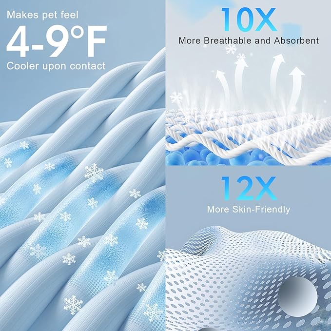 BEAUTYZOO Dog Cooling Mat for Large Dogs, 48"x28" Cooling Dog Bed Washable, Foldable Cat Ice Cool Pad for Summer, Reversible Pet Freeze Cushion Blanket for Kennel Cage Sofa Bed Floor Car Seat, Grey L