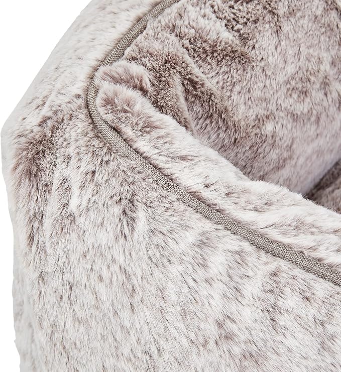 FUZI Luxury Aesthetic Dog Bed for Large Dogs with Washable Cover, Pet Couch, Pet Bed with Sides, Non-Slip Bottom, Soft and Durable Calming Dog Bed, Faux Fur Cover, Large 35.6x28.5x9.5 Light Grey
