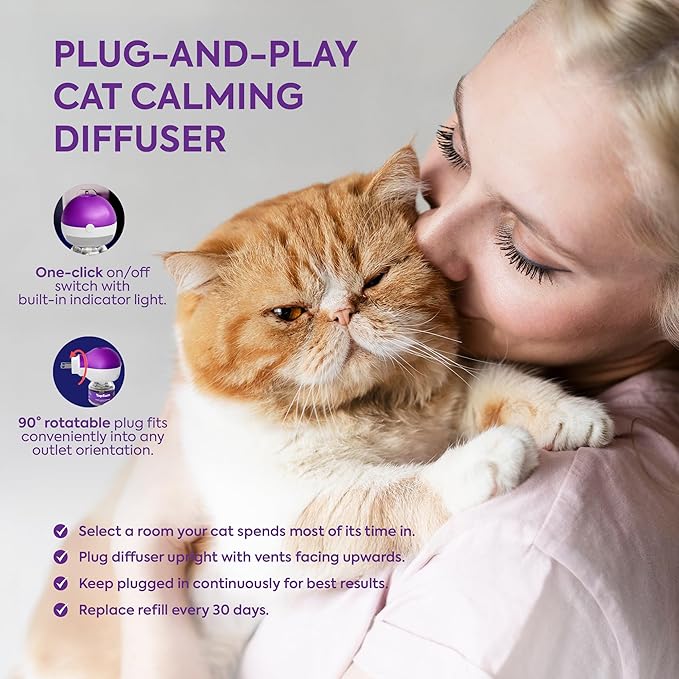 Cat Calming Diffuser Refills: Pheromone Refill for Cats, Long-Lasting 6-Month Supply, Compatible with Most Diffusers, 6 Pack (Purple)