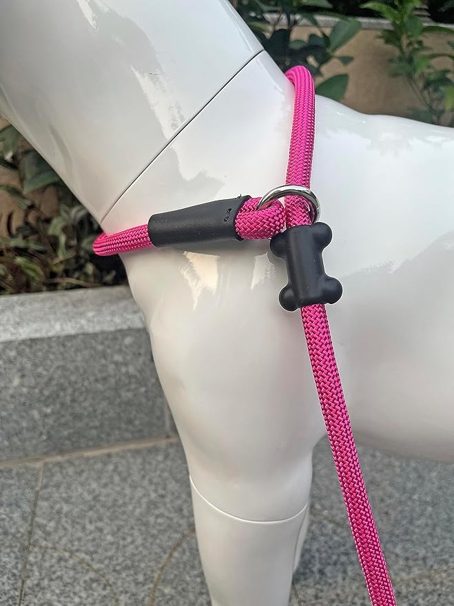 Slip Lead Dog Leash，Strong Nylon Rope Leash and Padded Handle,No Pull Outdoor Walking Training Lead for Small Medium Large Dogs(Fuchsia,1/2"×4ft)