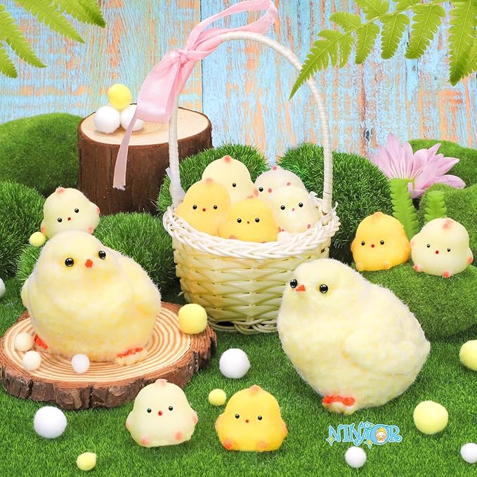 Squishy Fidget Toys, 6Pcs Squeeze Soft Cute Stuff Chicken Sensory Toys for Kids Stress Relief Gifts, Birthday Party Favors Desk Classroom Decor Goodie Bags Stocking Stuffers