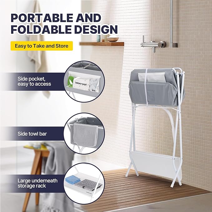 B4 Dog Bathtub Dog Washing Station with Scrubber for Small Medium Dogs Cats, Foldable Dog Tub for Bathing and Grooming, Portable Collapsible Dog Shower Tub, Indoor and Outdoor