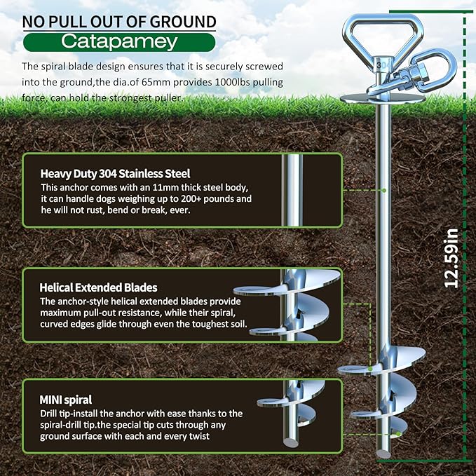 Dog Tie Out Cable and Stake,with 20FT Heavy Duty Cable,360° Swivel Dog Run Stake-No Tangle-Runner for Yard,Up to 150 lbs- Idela for Yard Outdoor Camping
