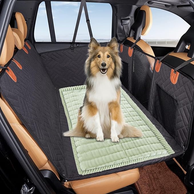 VClife Dog Car Seat Cover for Backseat Extender, Anti Slip Dog Bed Mat Travel Blanket, Pet Friendly Backseat Cover for Cars, SUVs, Small Trucks, Back Seat Extender Protector (Sage Green, 51"×23.6")
