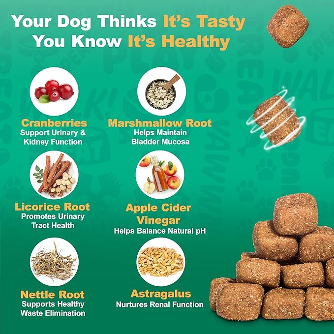 Doggie Dailies Cranberry Supplement for Dogs - Urinary Tract, Bladder & Kidney Support for Dogs - Cranberry for dogs with Marshmallow Root, Licorice Root & Apple Cider Vinegar (Chicken) 225 Soft Chews