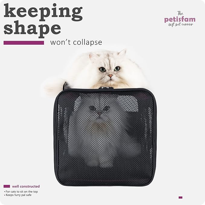 petisfam Soft Pet Carrier for Large and Medium Cats, 2 Kitties, Small Dogs. Easy to Get Cat in, Great for Cats That Don't Like Carriers (Viva Magenta)