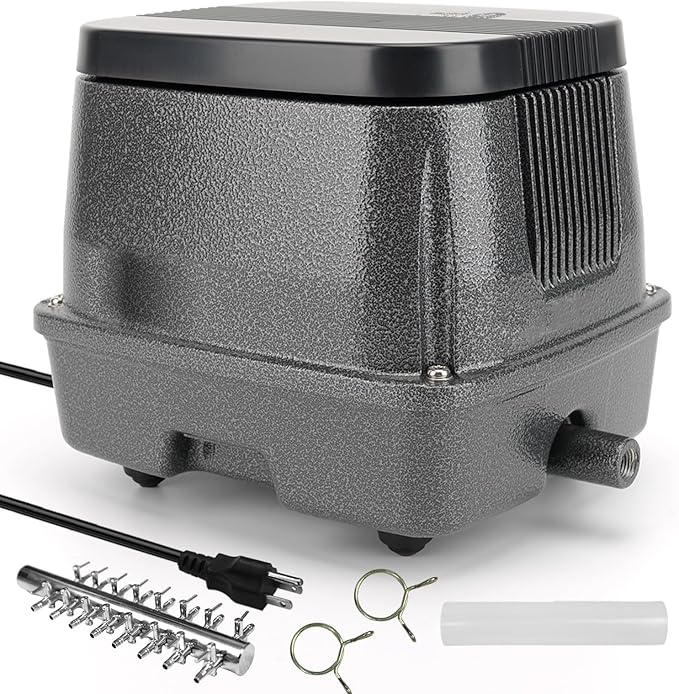 AquaMiracle Linear Air Pump ZP-40/ZP-60/ZP-100/ZP-200 for Pond Aeration, 635/950/1600/4000GPH Septic Air Pump Pond Aerators for Outdoor Ponds, Waste Treatment, Aquarium, Fish Farm, Seafood Restaurant