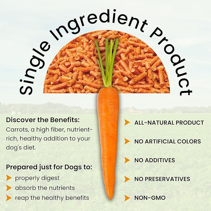 Olewo Original Carrots for Dogs – Fiber for Perfect Poop, Dehydrated Dog Food Toppers for Picky Eaters, Natural Skin & Coat Support, Multivitamin, Probiotics for Digestive & Gut Health, 2.2 lbs