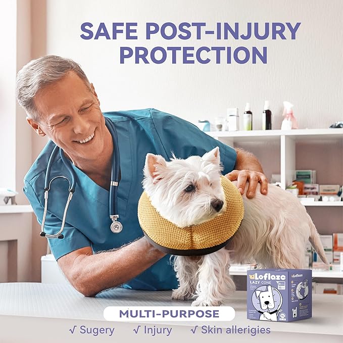 Inflatable Dog Cone Collar - Dog Neck Donut Cone Collar Alternative After Surgery - Soft Cone for Large Medium Small Dogs Cats - Alternative Recovery E Collar (Yello, XXL)